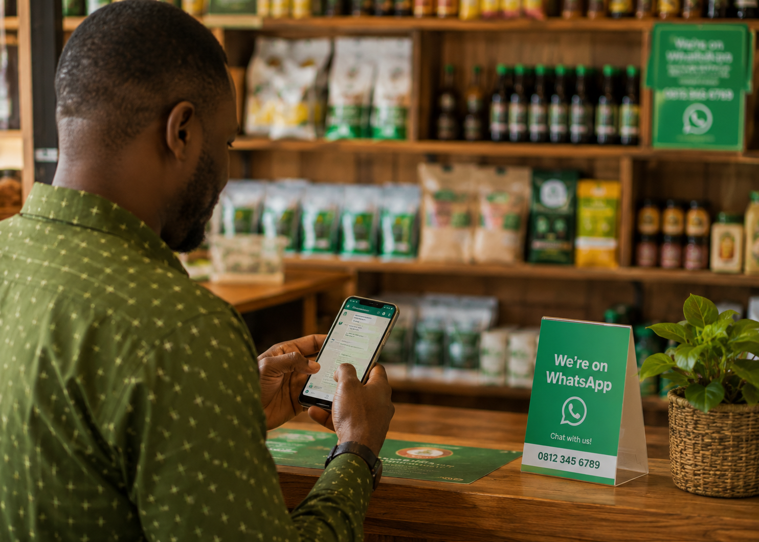 Nigerian business owner replying to customers on WhatsApp